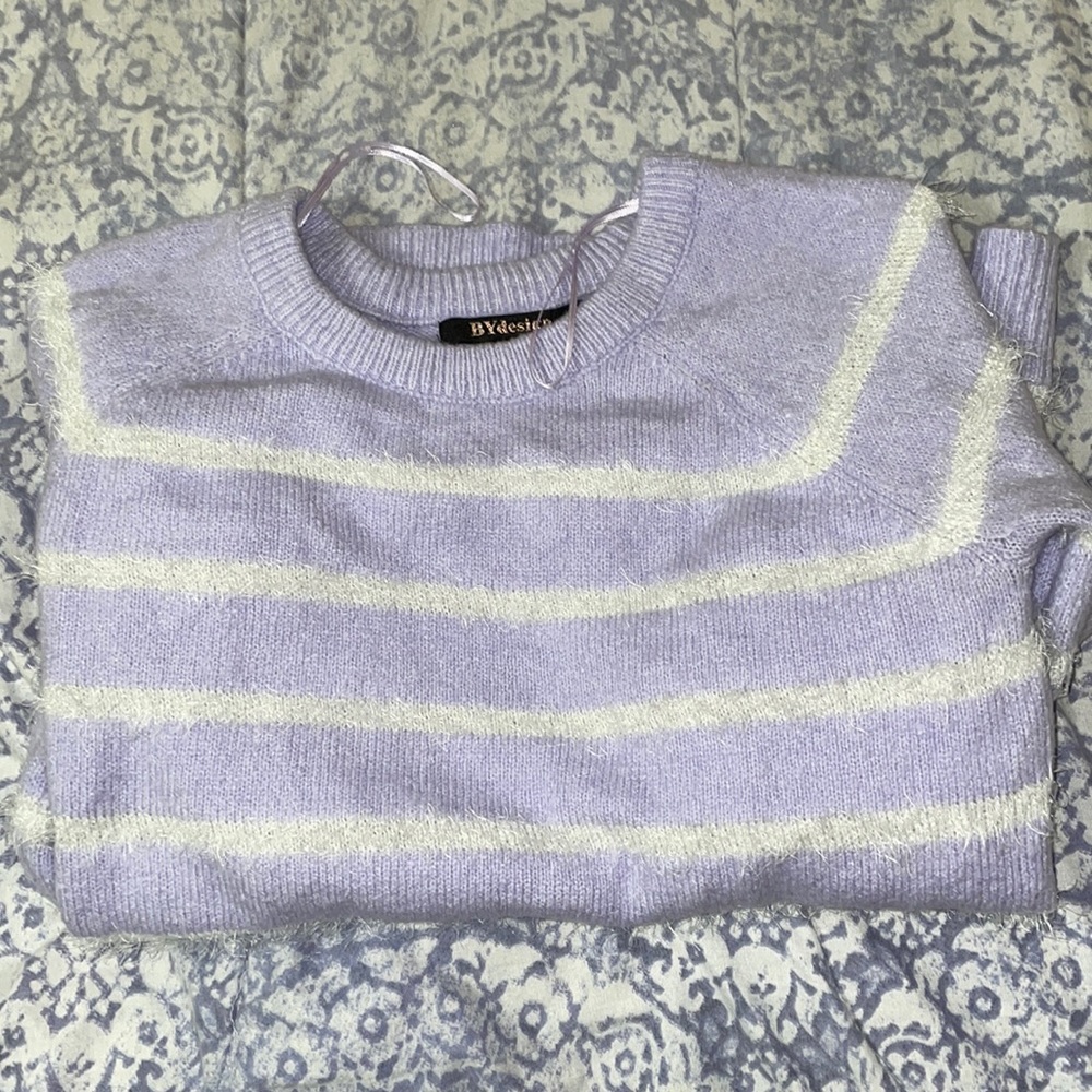 Purple and white sweater
